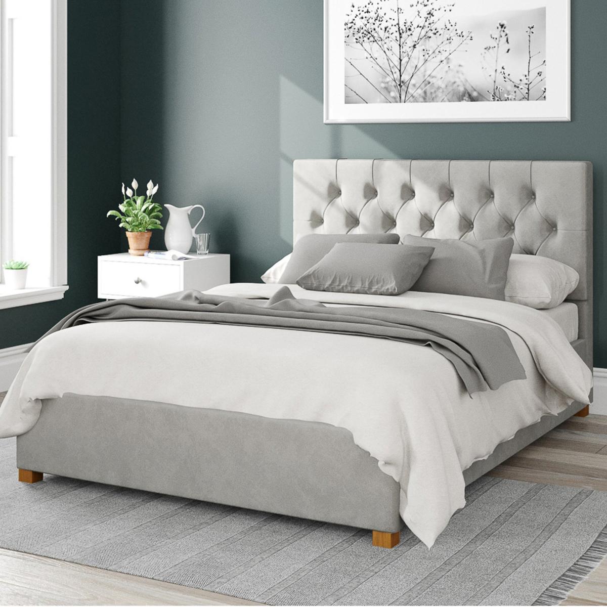 Olivier Plush Velvet Ottoman Bed Silver – image 1