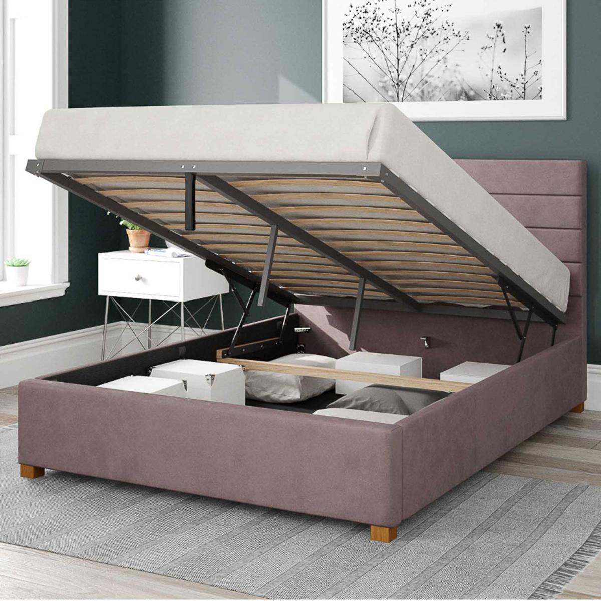 Kelly Plush Velvet Ottoman Bed Frame Blush (Pink) – image 2