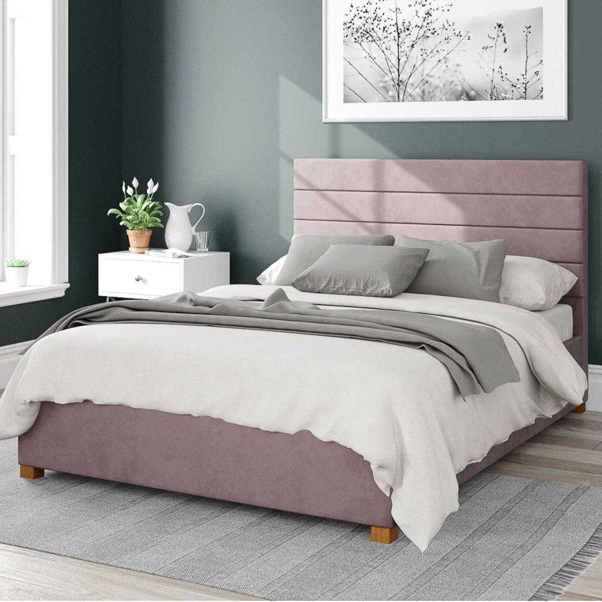 Kelly Plush Velvet Ottoman Bed Frame Blush (Pink) – image 1