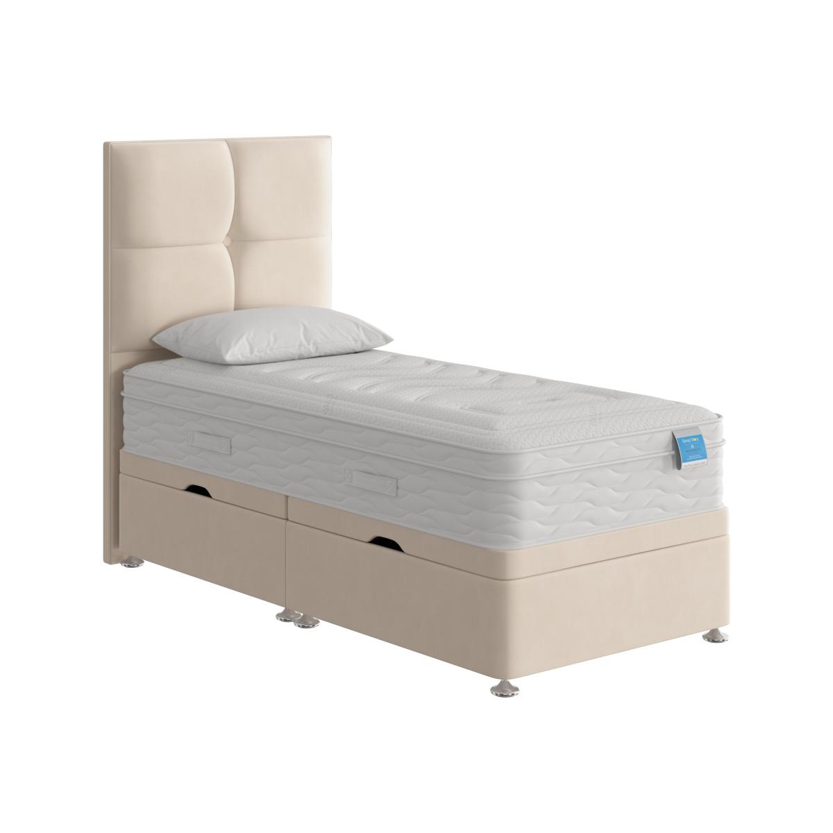 Sleep Story - Gel Plus Hybrid Side Ottoman Divan Set - Small Single - White