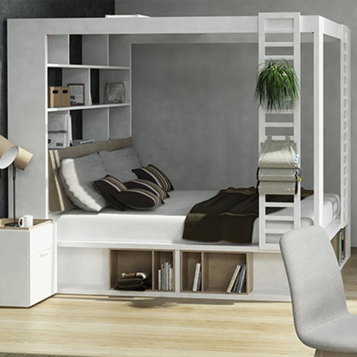 Vox 4 You King 4 Poster Bed with Storage & Shelves in White – image 3