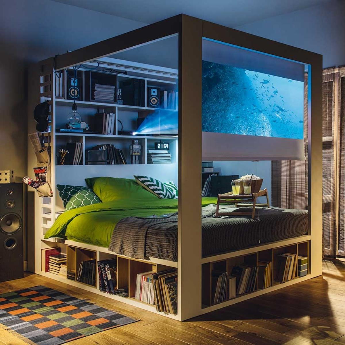 Vox 4 You King 4 Poster Bed with Storage & Shelves in White – image 5