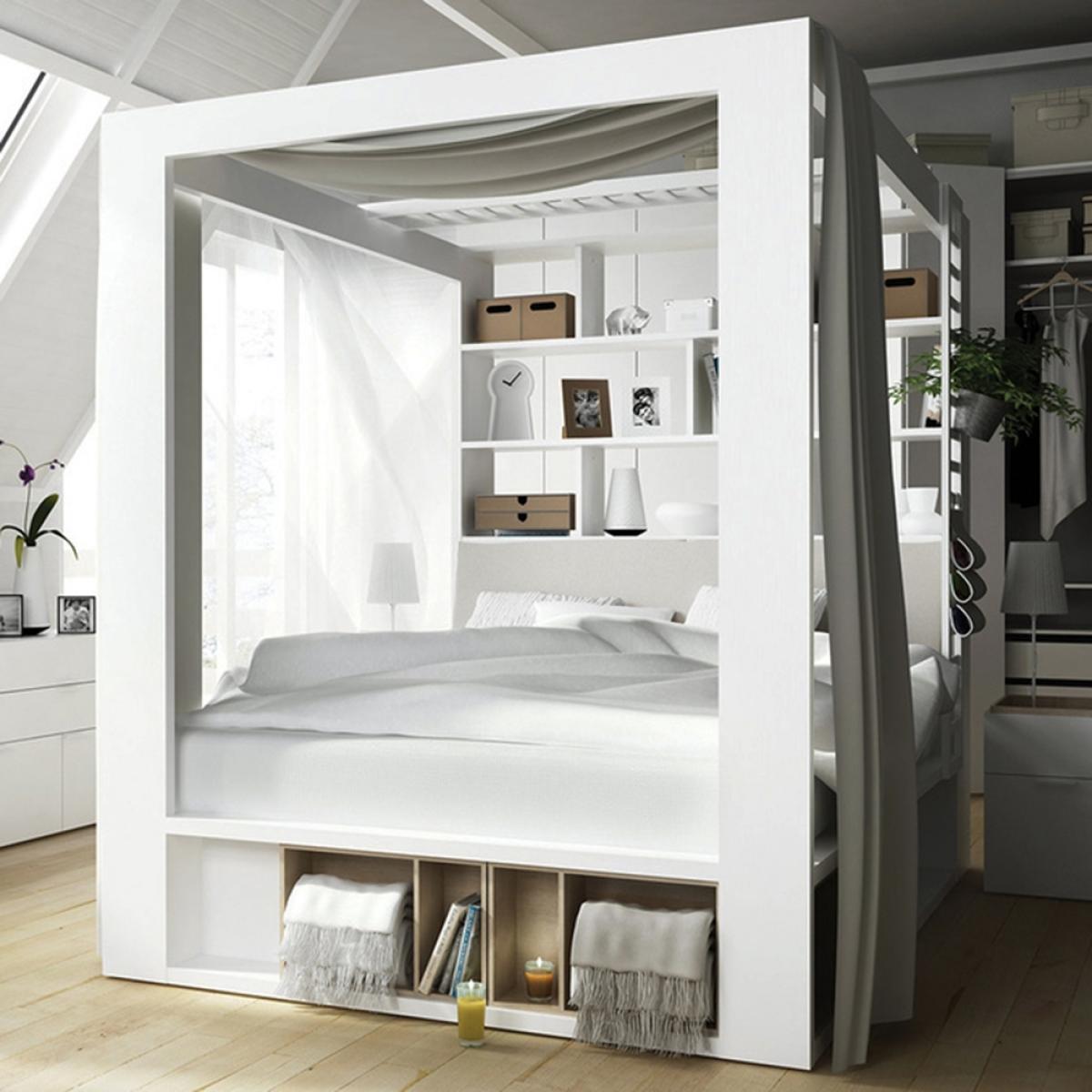 Vox 4 You King 4 Poster Bed with Storage & Shelves in White – image 6
