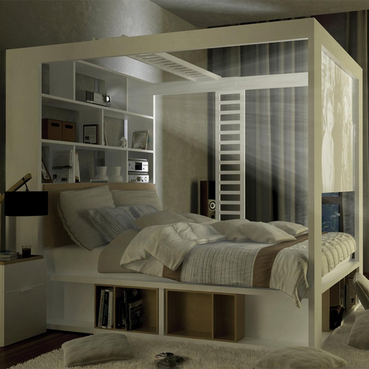 Vox 4 You King 4 Poster Bed with Storage & Shelves in White – image 8