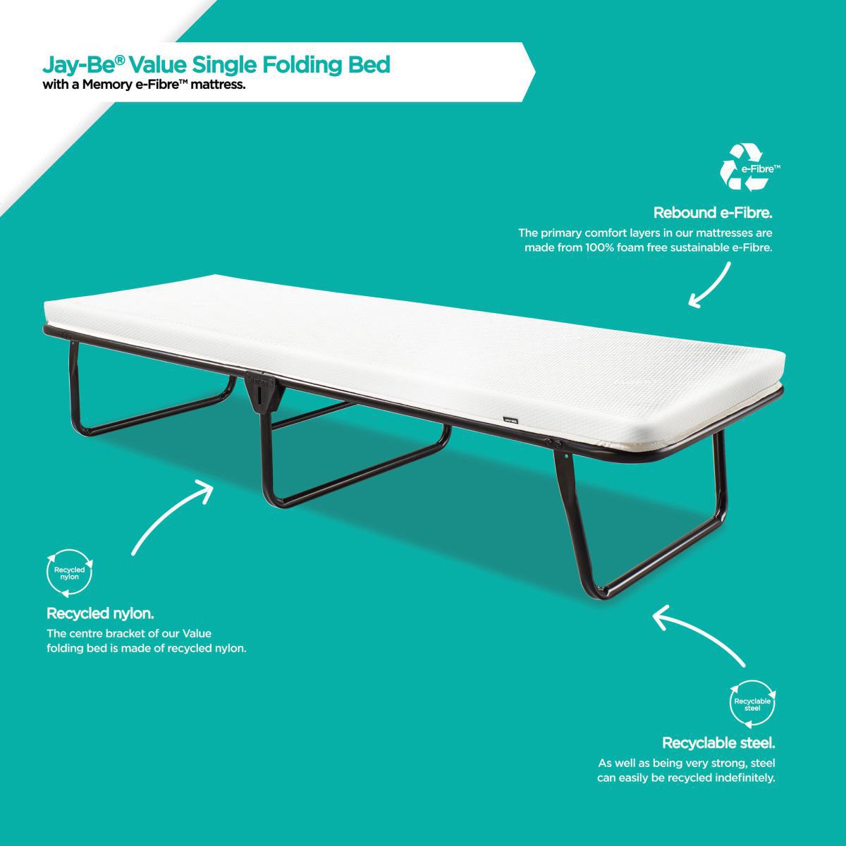 Jay-Be Value Comfort Folding Bed with Memory Foam Mattress Black – image 5