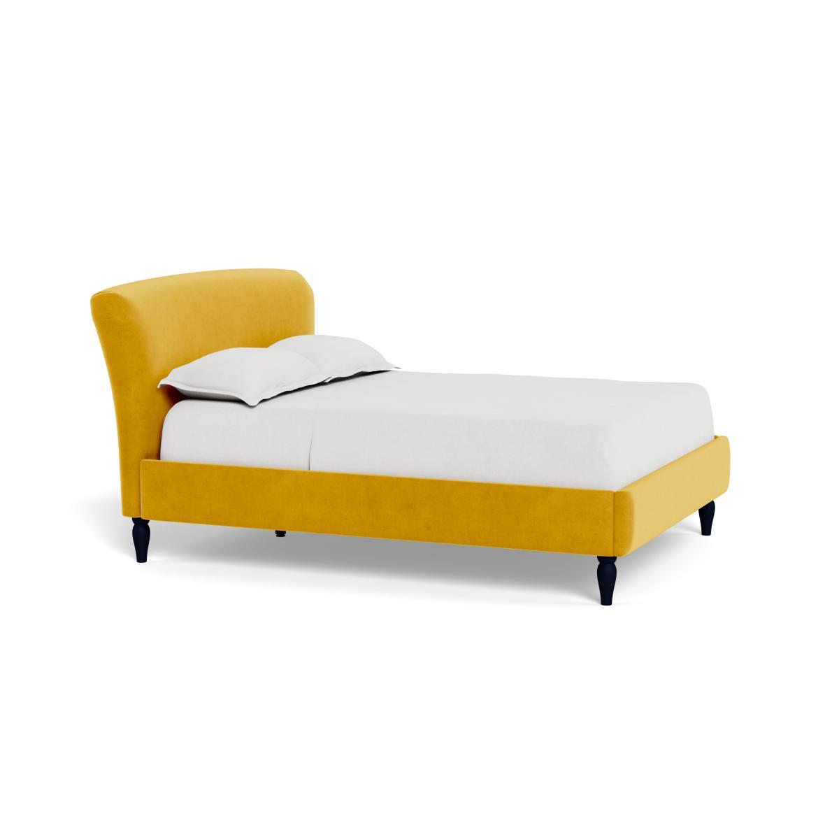 Heal's Darcey Bed Double Smart Luxe Velvet Canary Natural Feet - Heal's UK Bedroom Furniture – image 2