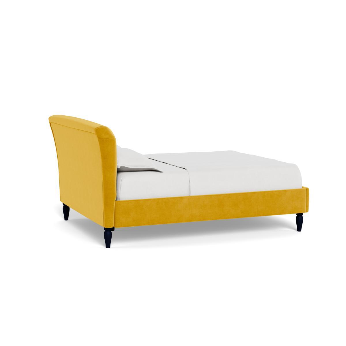 Heal's Darcey Bed Double Smart Luxe Velvet Canary Natural Feet - Heal's UK Bedroom Furniture – image 4