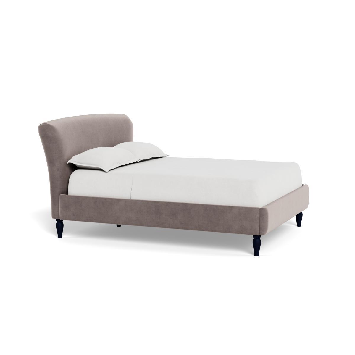 Heal's Darcey Bed Double Smart Luxe Velvet Mushroom Natural Feet - Heal's UK Bedroom Furniture – image 2
