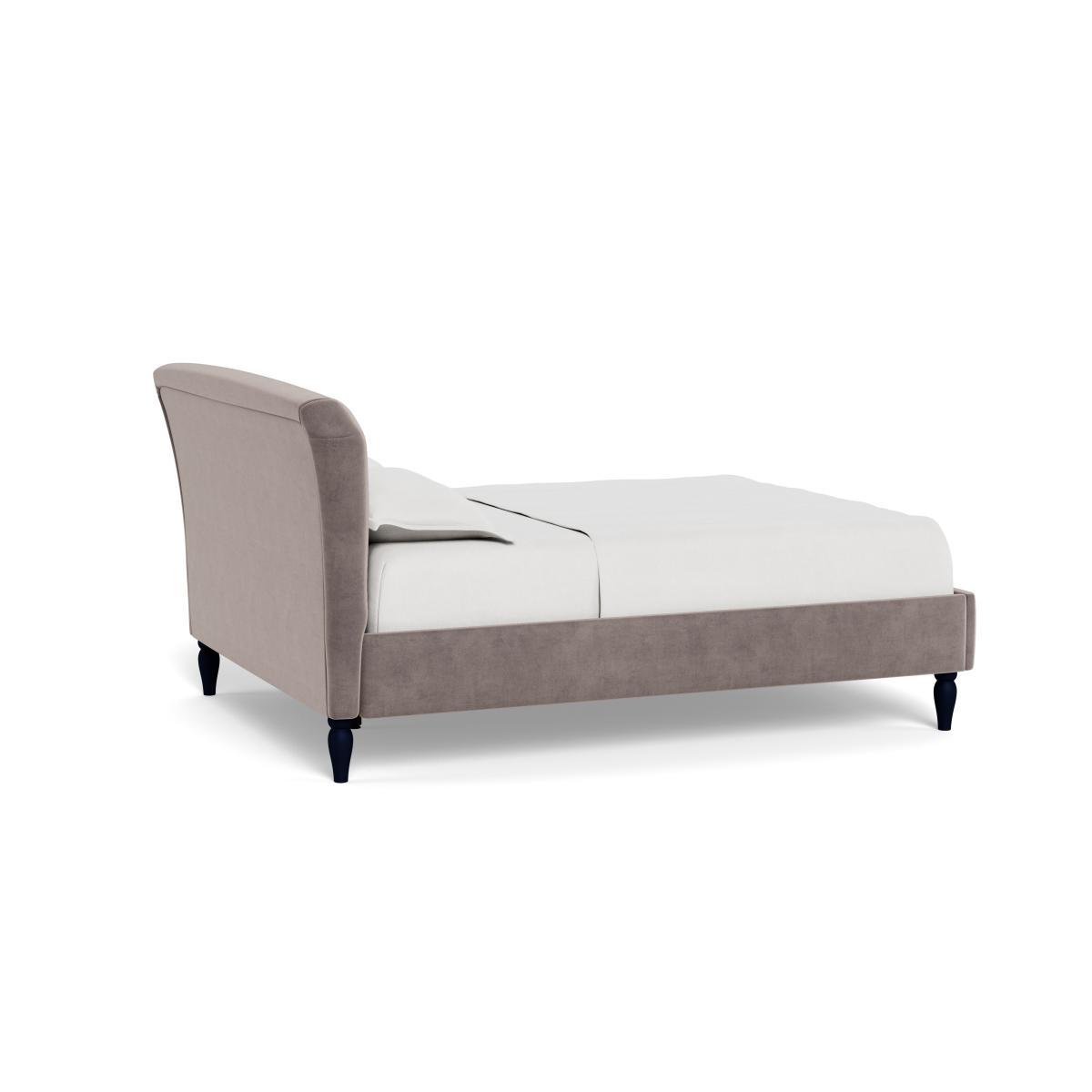 Heal's Darcey Bed Double Smart Luxe Velvet Mushroom Natural Feet - Heal's UK Bedroom Furniture – image 4