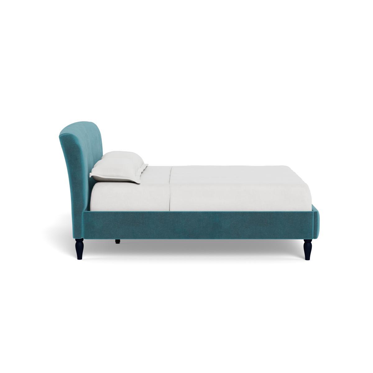Heal's Darcey Bed Double Smart Luxe Velvet Airforce Blue Black Feet - Heal's UK Bedroom Furniture – image 3