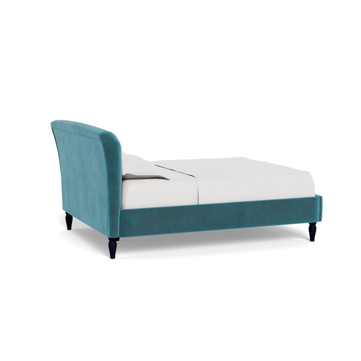 Heal's Darcey Bed Double Smart Luxe Velvet Airforce Blue Black Feet - Heal's UK Bedroom Furniture – image 4