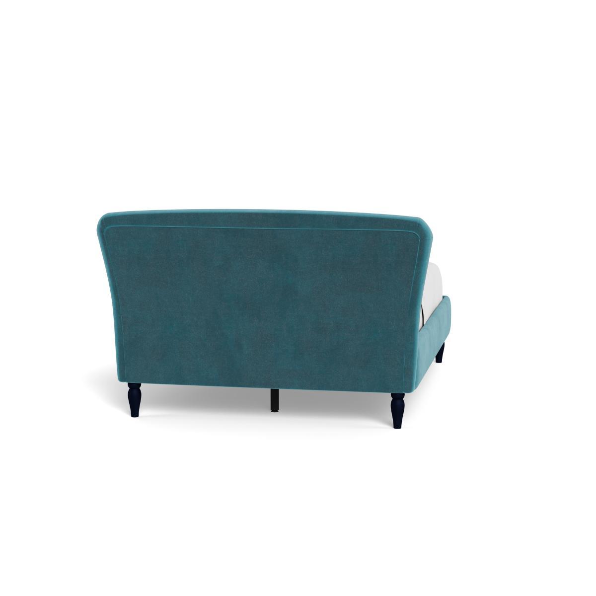 Heal's Darcey Bed Double Smart Luxe Velvet Airforce Blue Black Feet - Heal's UK Bedroom Furniture – image 5