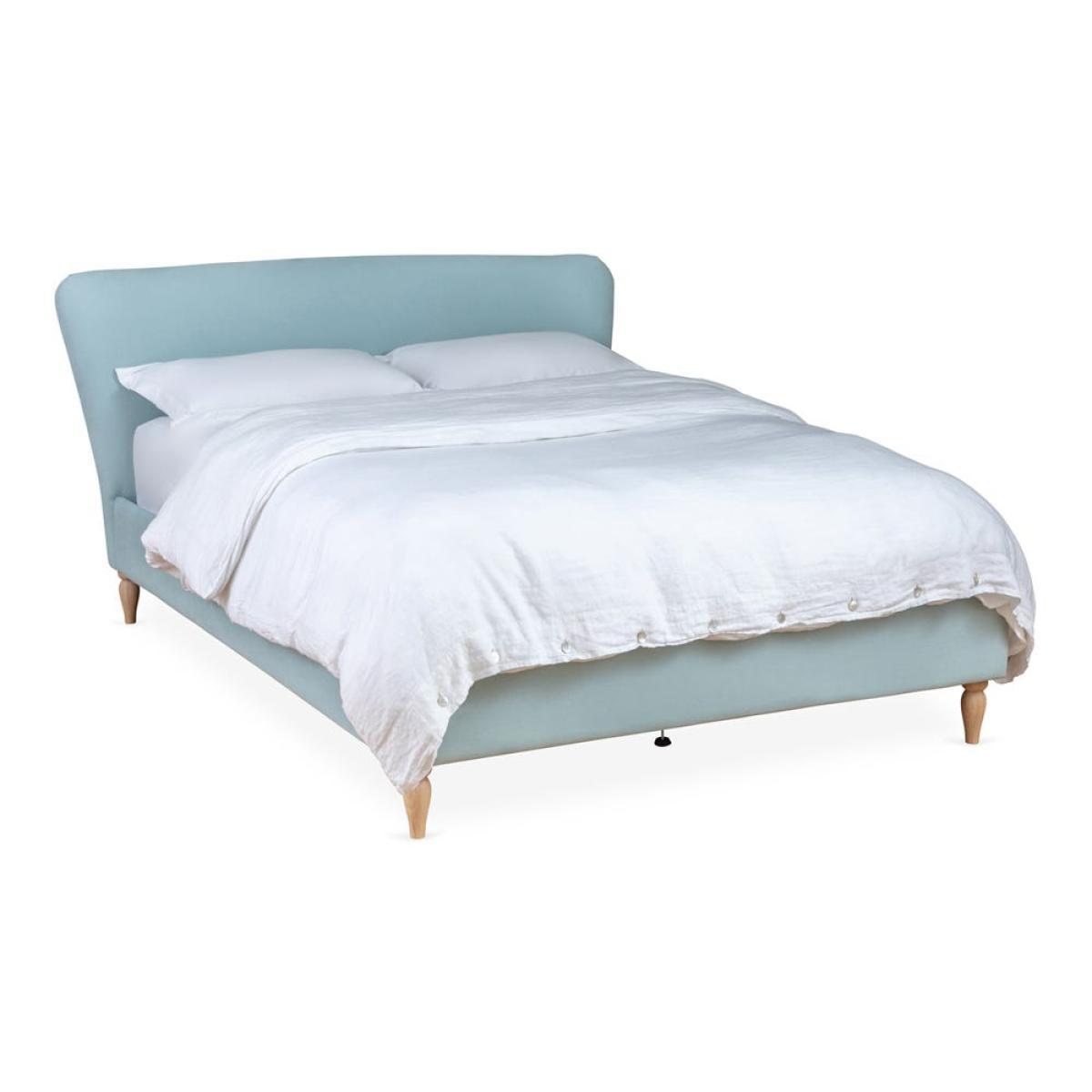 Heal's Darcey Bed Double Smart Luxe Velvet Ocean Black Feet - Heal's UK Bedroom Furniture – image 2