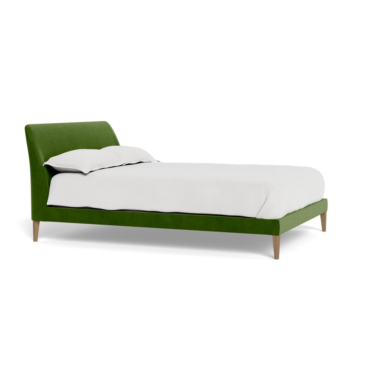 Heal's Wallis King Bed Smart Luxe Velvet Grass Natural Oak Feet - Heal's UK Bedroom Furniture – image 2