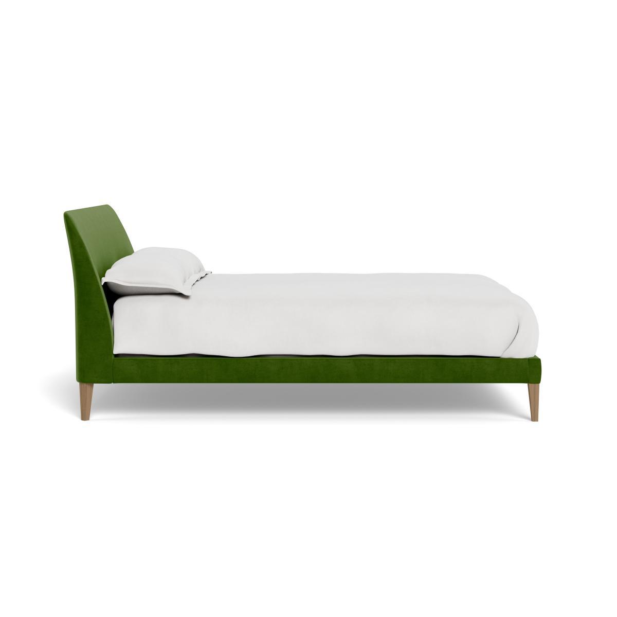 Heal's Wallis King Bed Smart Luxe Velvet Grass Natural Oak Feet - Heal's UK Bedroom Furniture – image 3