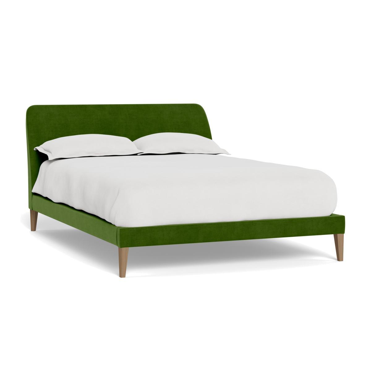 Heal's Wallis King Bed Smart Luxe Velvet Grass Natural Oak Feet - Heal's UK Bedroom Furniture – image 1