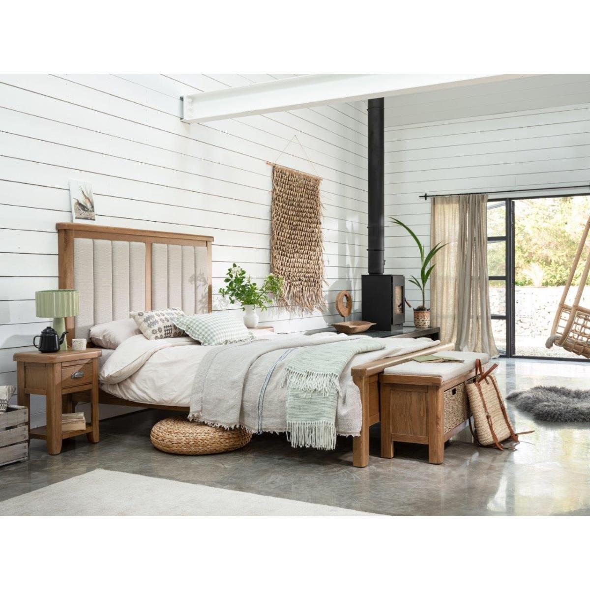 Juniper Bedstead With Upholstered Headboard - Smoked Oak - 135cm Double – image 2