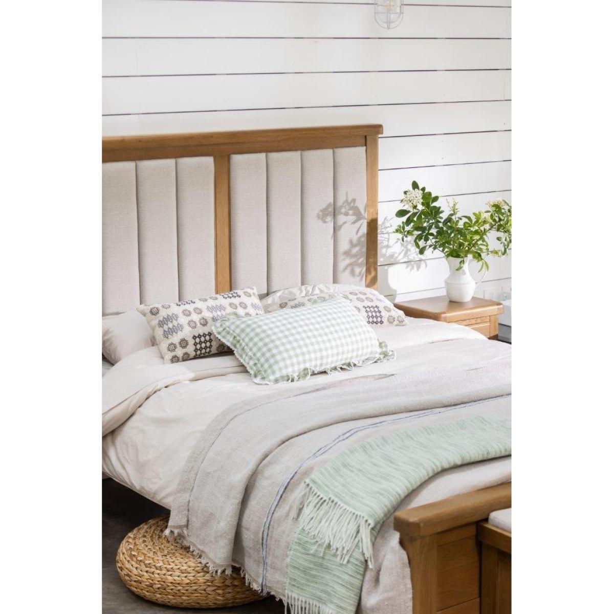 Juniper Bedstead With Upholstered Headboard - Smoked Oak - 135cm Double – image 9