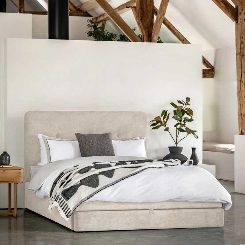 Snoozer Double 2 Drawer Bedstead in Cream Velvet – image 2