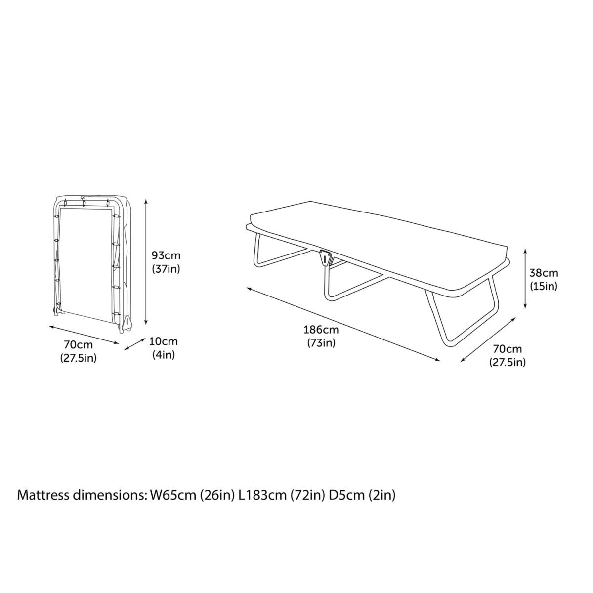 Jay-Be Single Value Folding Bed Frame with E-Fibre Mattress - Black – image 7
