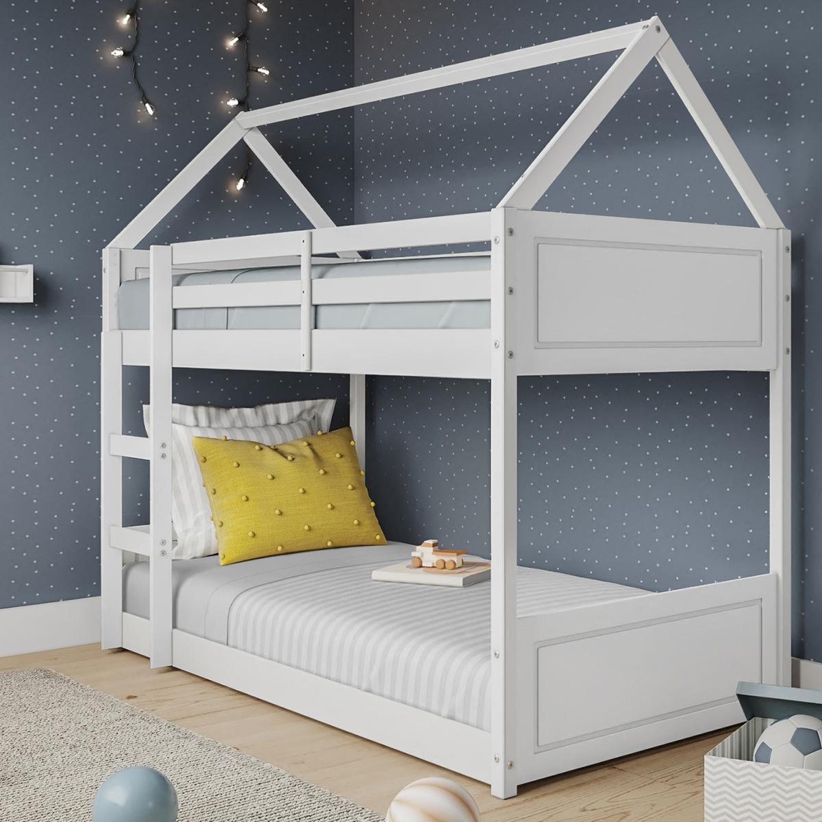 Milo Wooden House Kids Bunk Bed - White – image 1