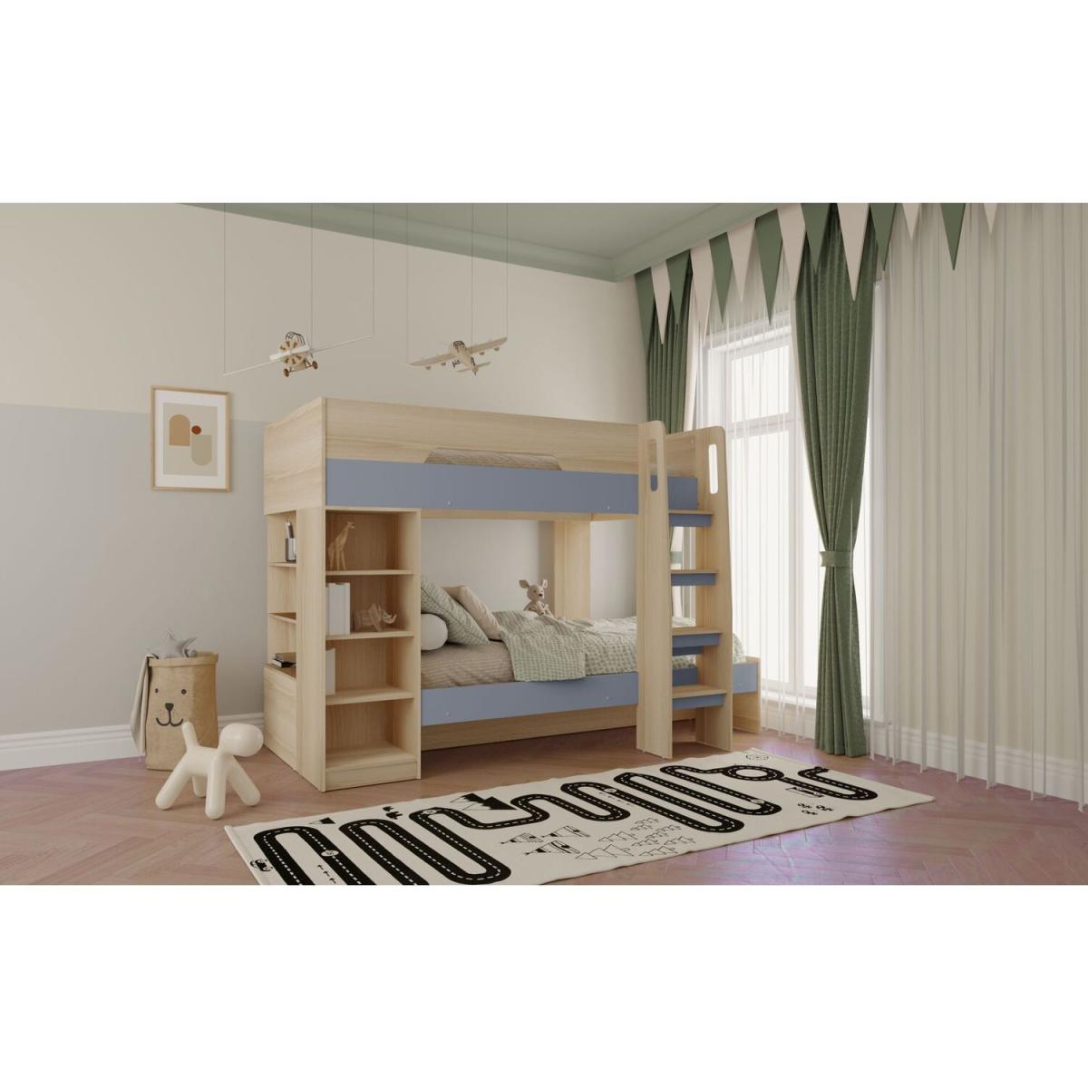 Pluto Bunk Bed  - Oak effect and Grey – image 2