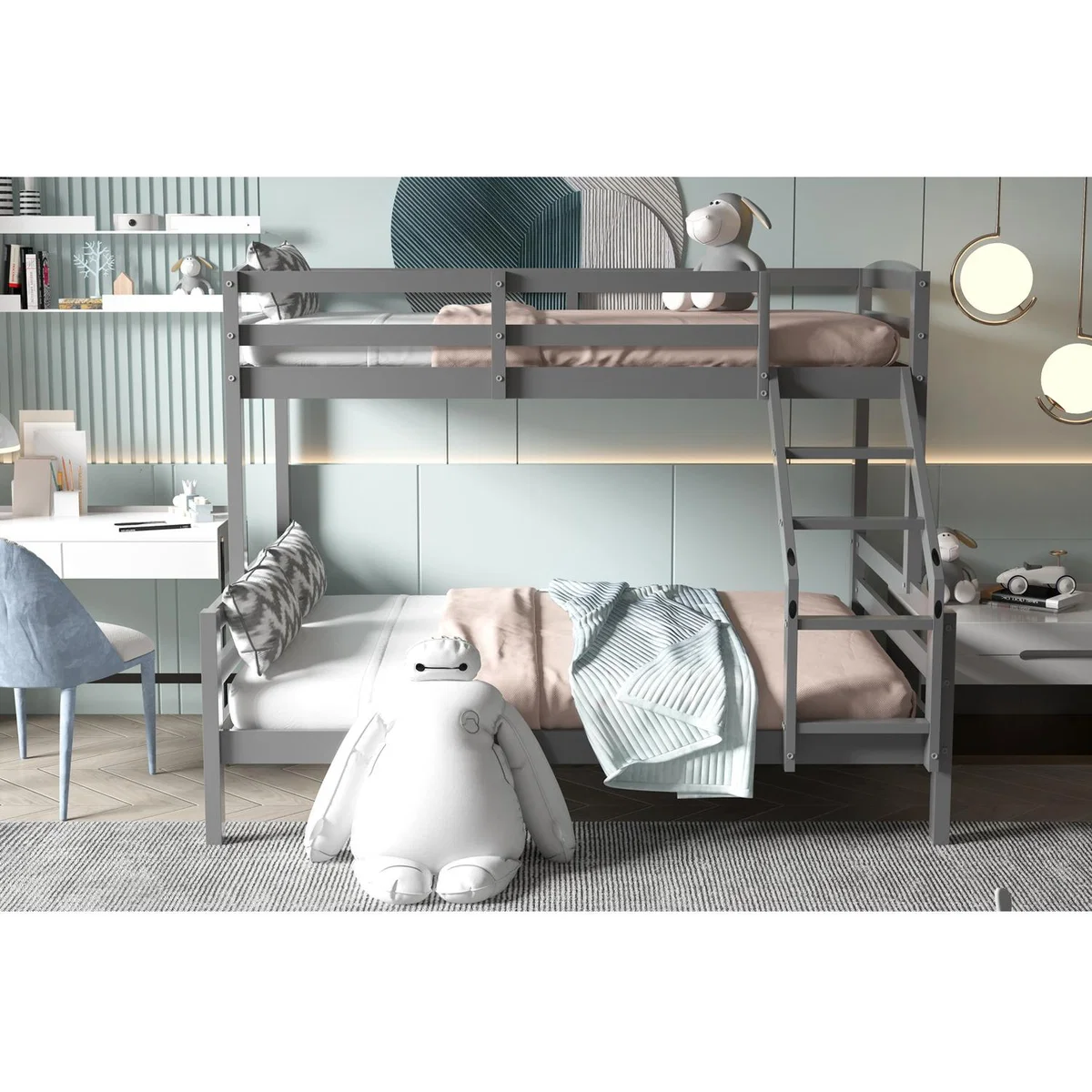 Grey Wooden Hopin Triple Bunk Bed - Grey – image 2