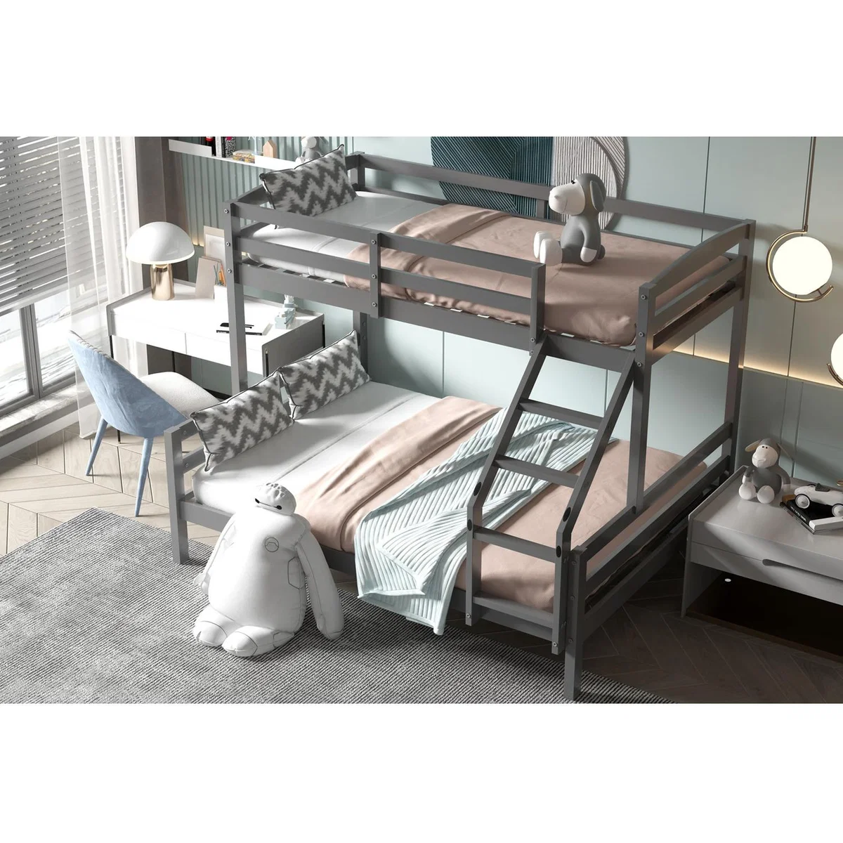Grey Wooden Hopin Triple Bunk Bed - Grey – image 3