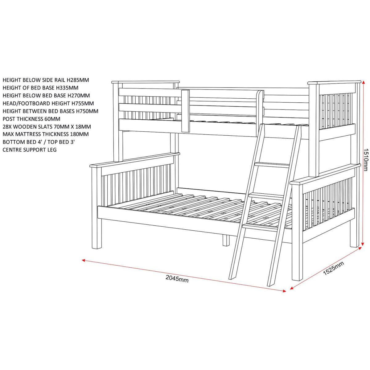 Neptune Triple Sleeper Bunk Bed - White – image 7