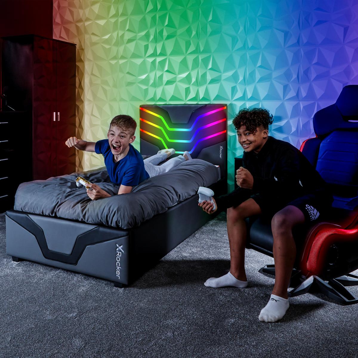 Cosmos RGB Single Gaming Bed in a Box with LED Lighting - Grey – image 4
