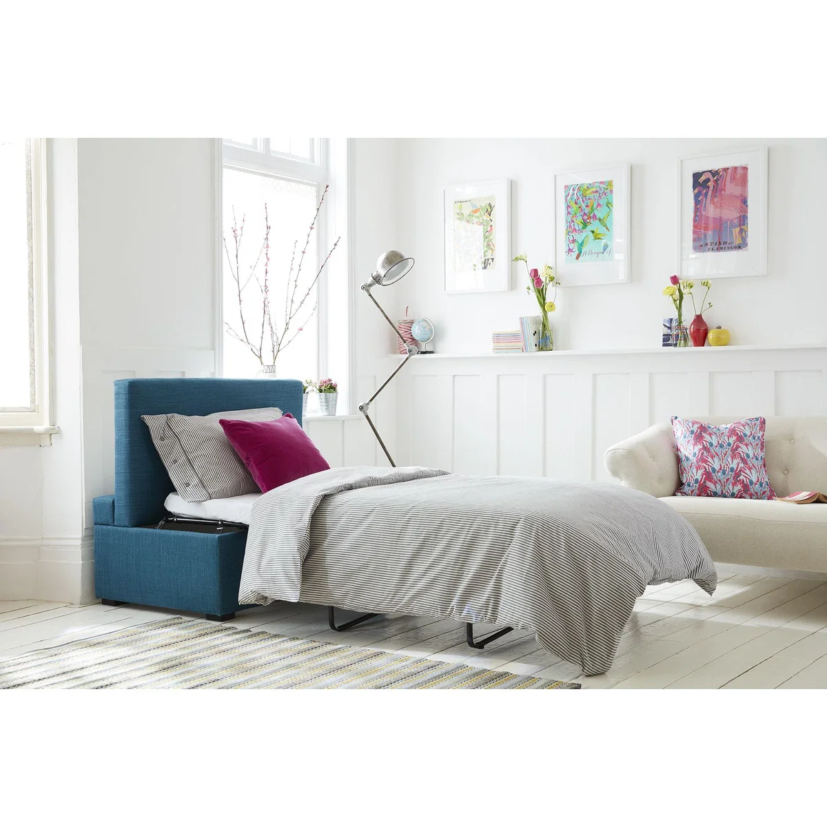 Henry Single Bed in Box in Azure Florence Textured Weave – image 3