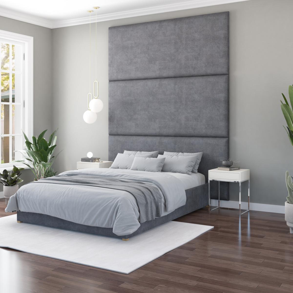 Hanging Wall Panel Dual Mount Plush Velvet Headboard Steel Velvet – image 3