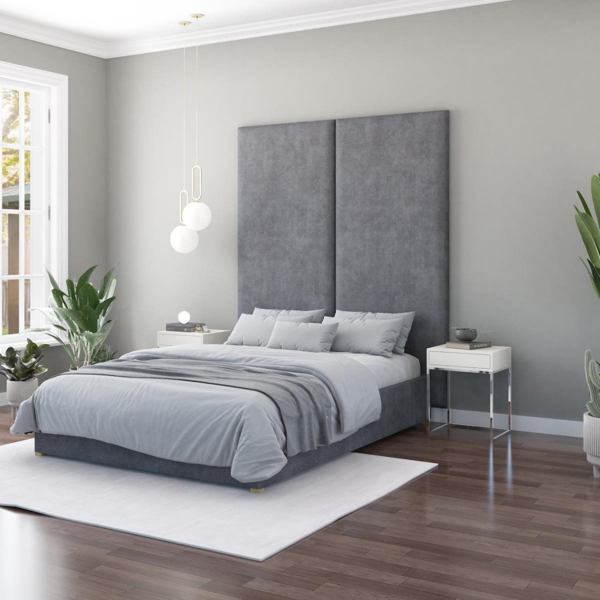Hanging Wall Panel Dual Mount Plush Velvet Headboard Steel Velvet – image 4