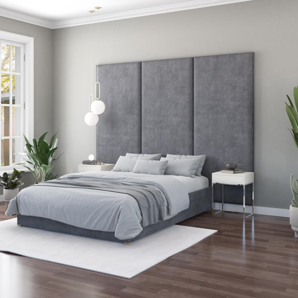 Hanging Wall Panel Dual Mount Plush Velvet Headboard Steel Velvet – image 5