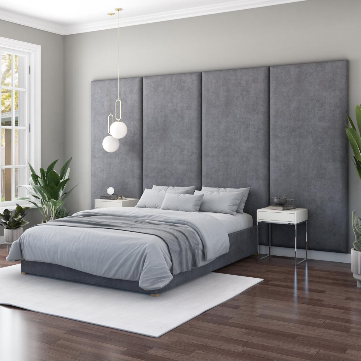 Hanging Wall Panel Dual Mount Plush Velvet Headboard Steel Velvet – image 6