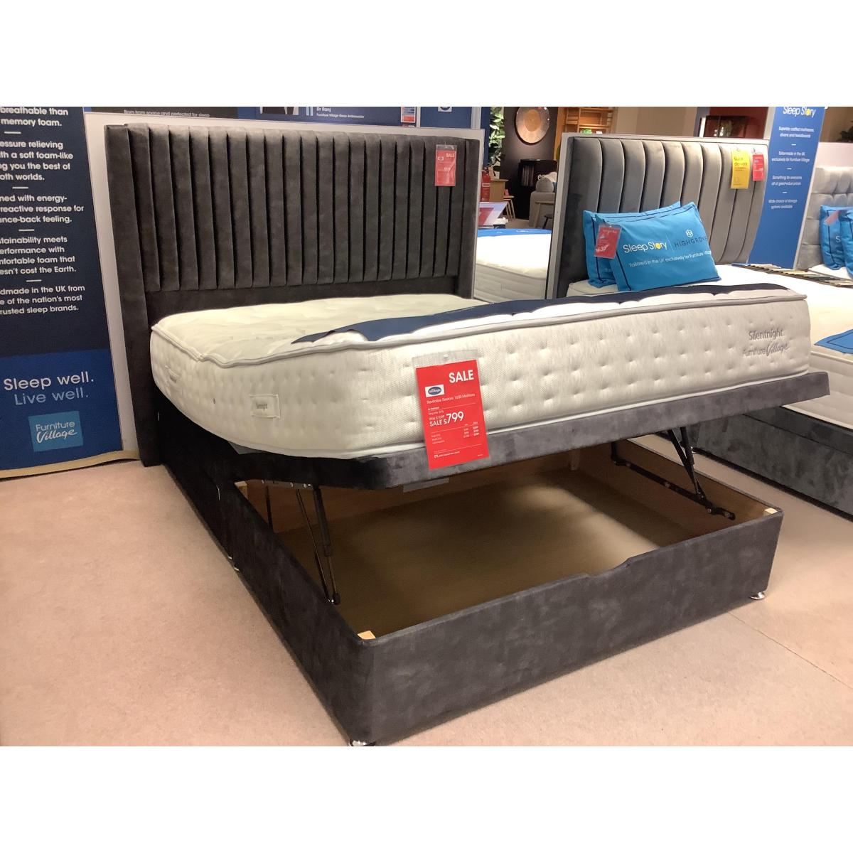 Silentnight - Revitalise 1600 5’ Half ottoman with 2 drawer set & Cascade headboard – image 3