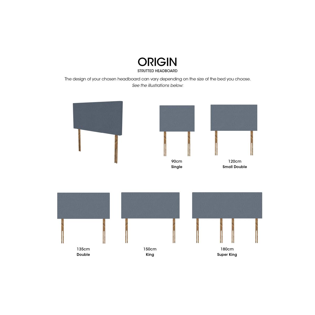 Origin Standard Strutted Headboard - King Size - Queens Pebble – image 2
