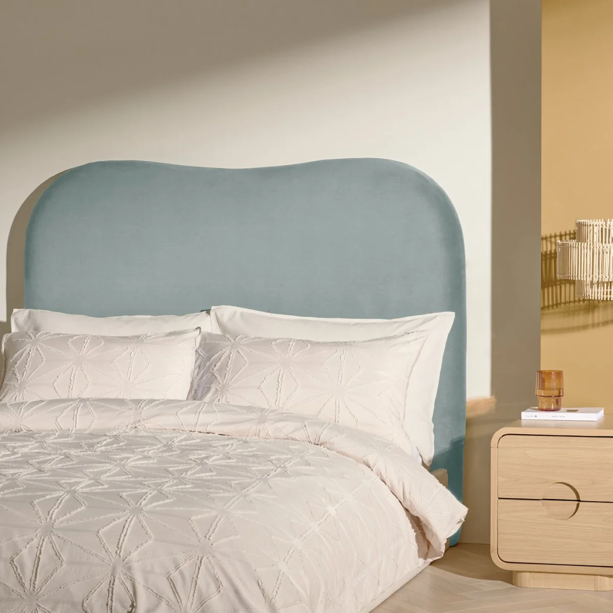 Habitat Mali Velvet Kingsize Headboard - Blue – image 1