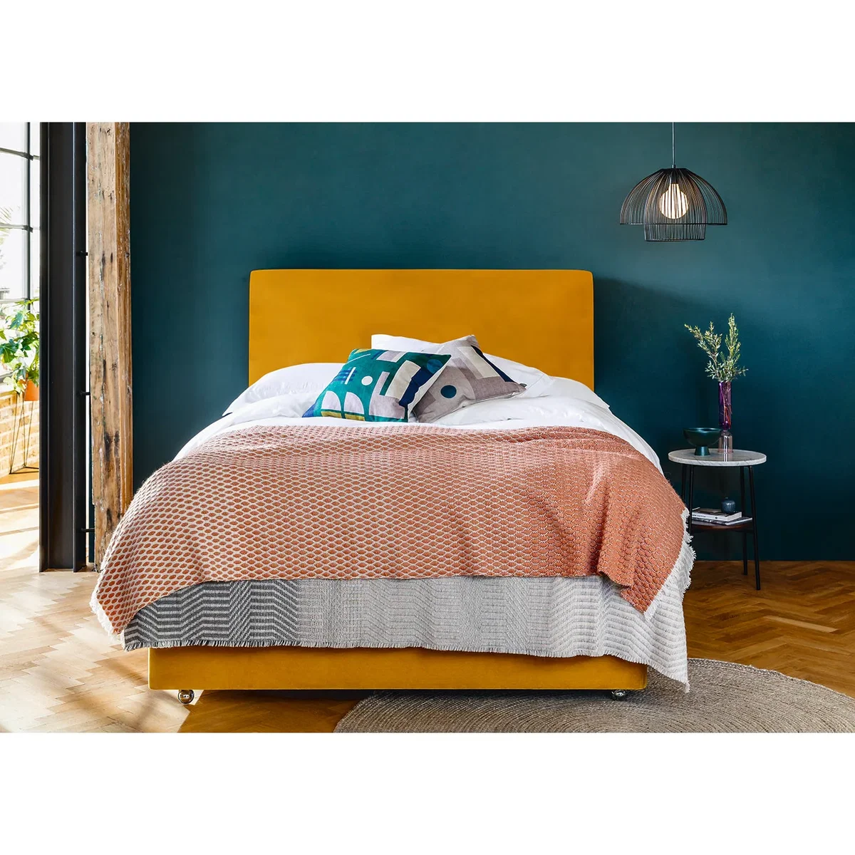 Heal's Newman Headboard King Loop Twill Ochre – image 2