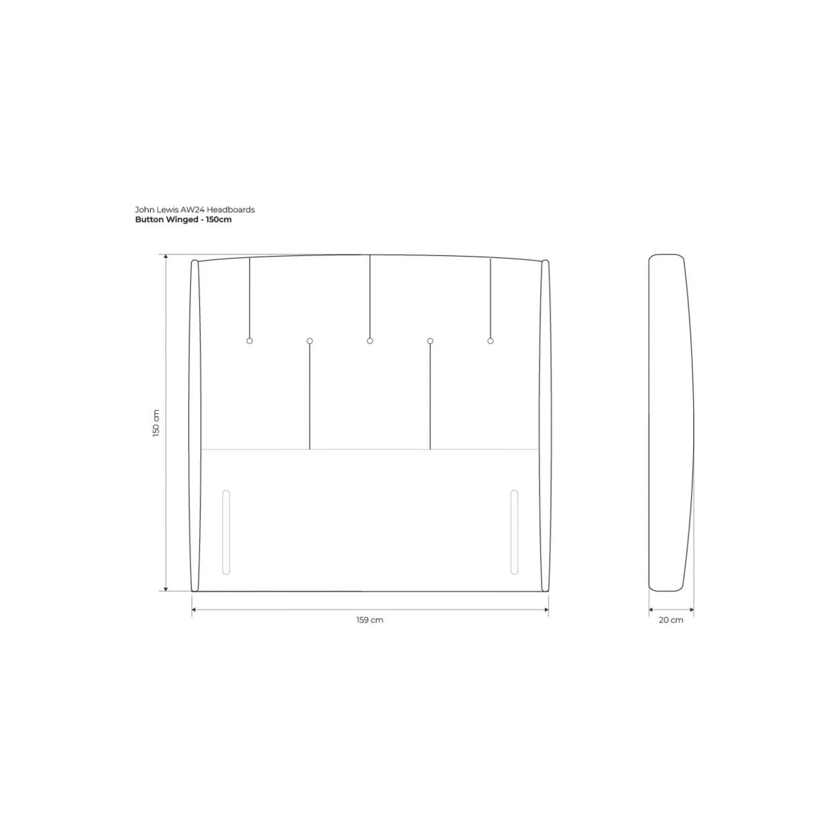John Lewis Button Winged Full Depth Headboard, King Size – image 5