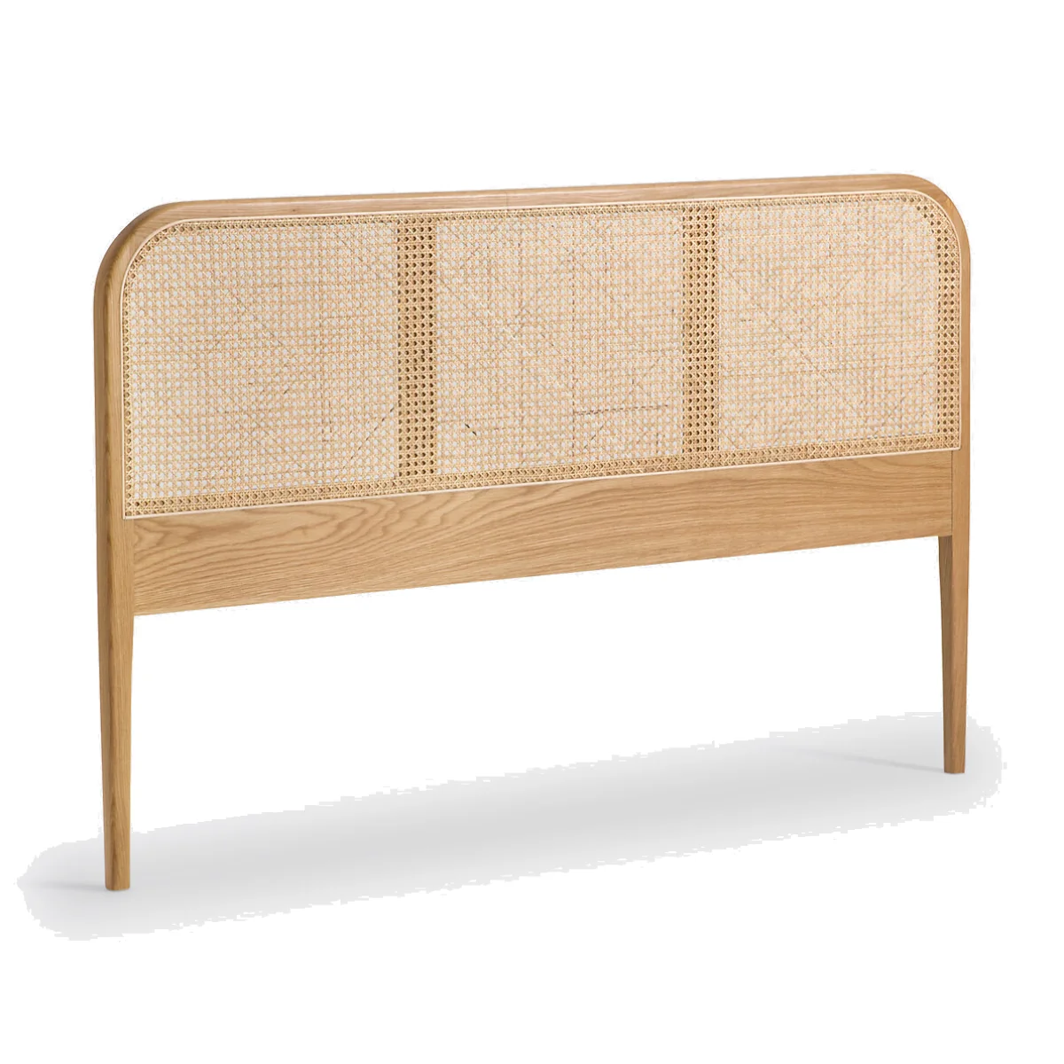 Madara Solid Oak, Oak Veneer and Rattan Cane Headboard – image 1