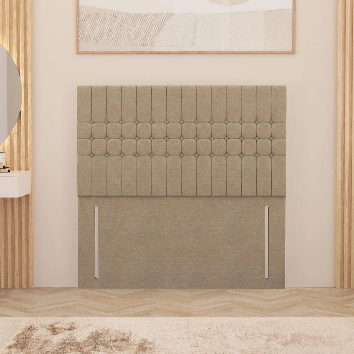 Lexington Tweed Fabric 54" Floor Standing Upholstered Headboard - Natural / King