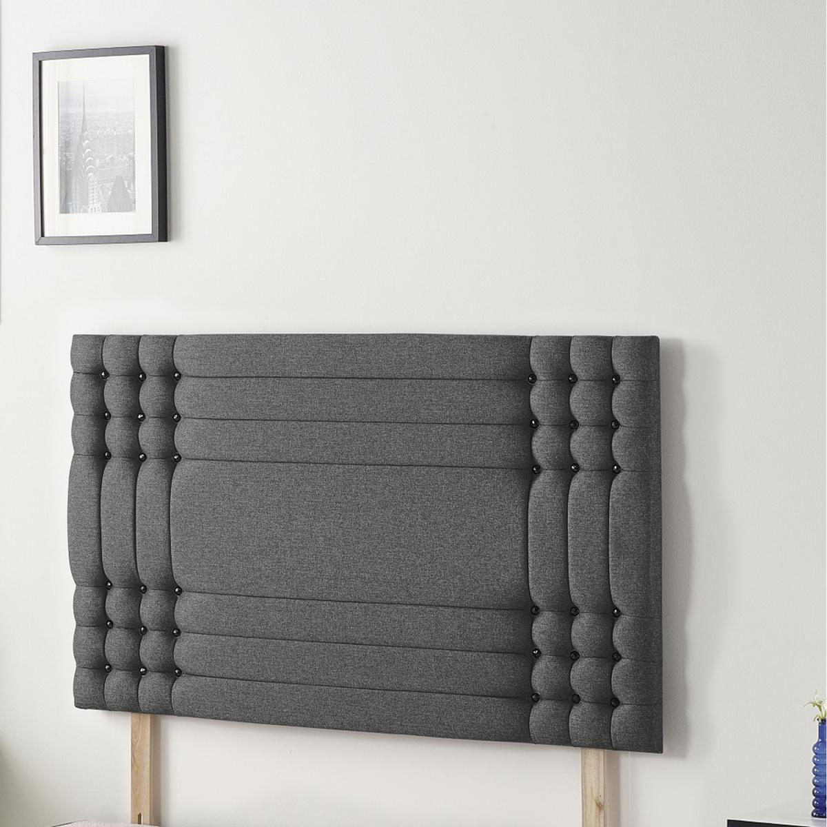 Saville Tweed Fabric 32" Floor Standing Upholstered Headboard - Charcoal / Small Single