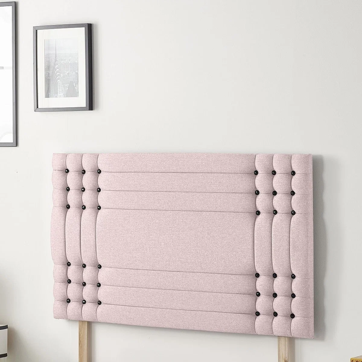 Saville Plush Velvet 32" Floor Standing Upholstered Headboard - Pink / King