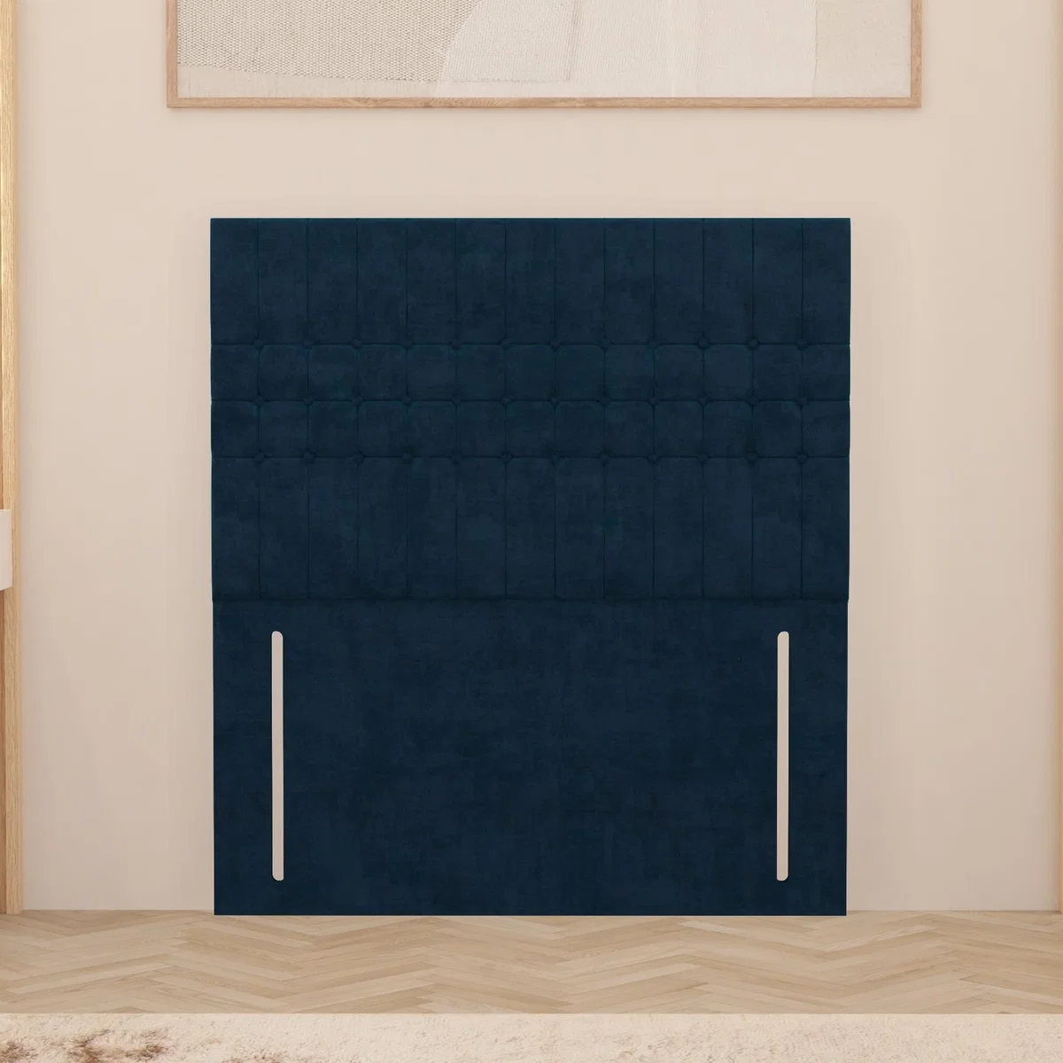 Lexington Plush Velvet 54" Floor Standing Upholstered Headboard - Navy / Small Single