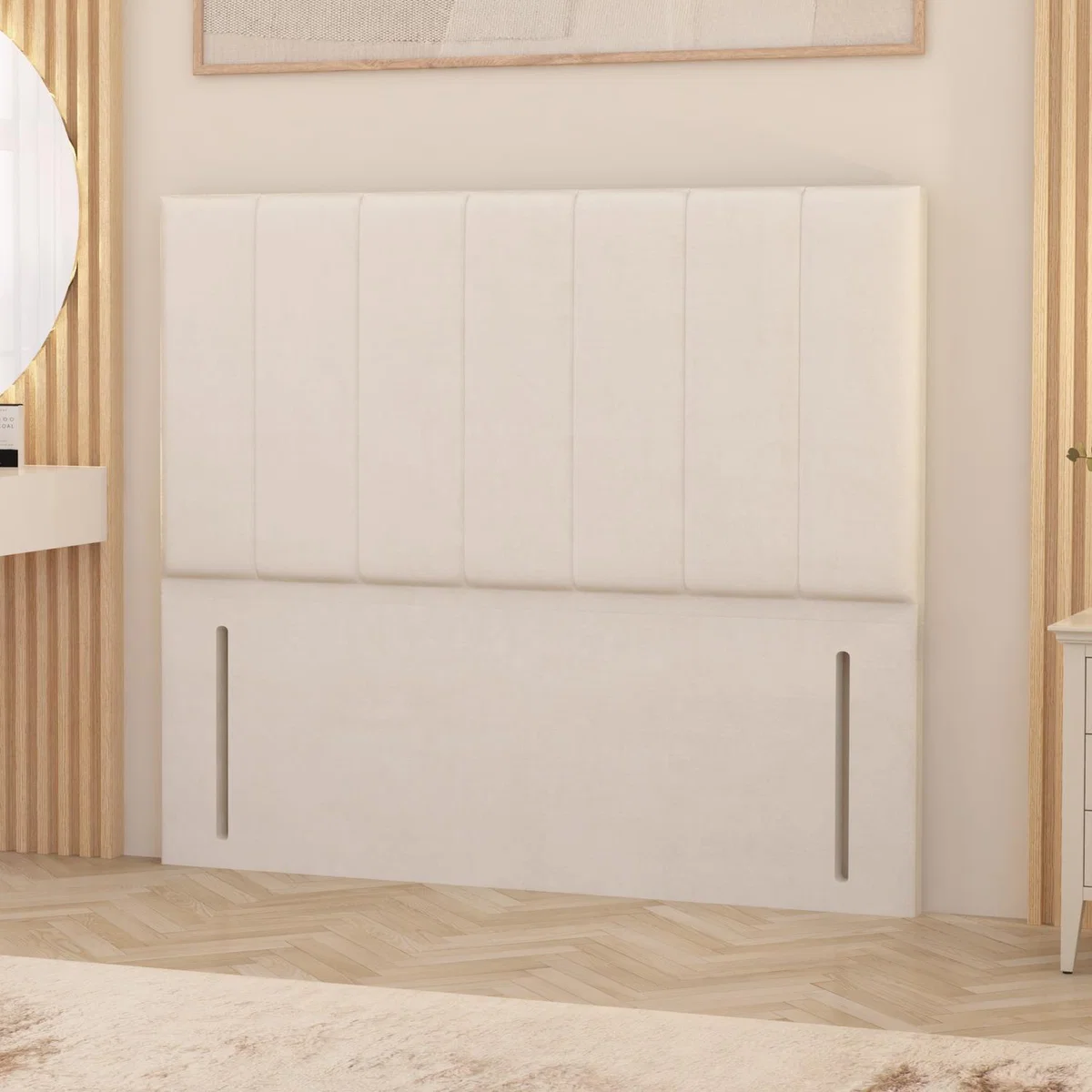 Austin Plush Velvet 54" Floor Standing Upholstered Headboard - White / Single
