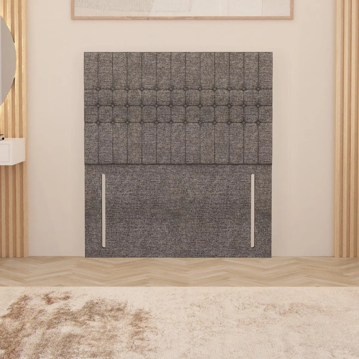 Lexington Tweed Fabric 54" Floor Standing Upholstered Headboard - Grey / Single