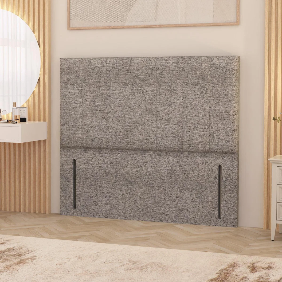 Austin Tweed Fabric 54" Floor Standing Upholstered Headboard - Grey / King