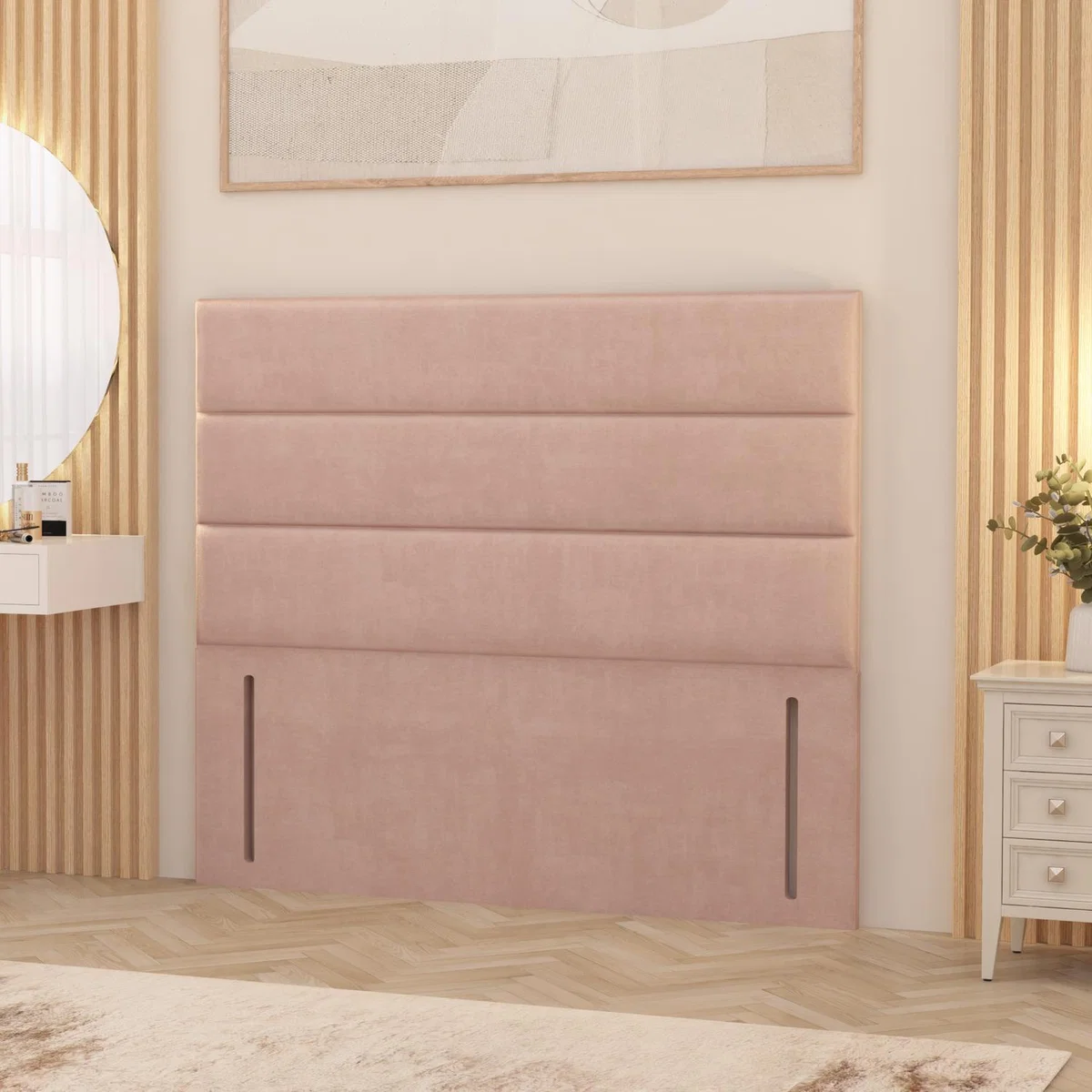 Horizona Plush Velvet 54" Floor Standing Upholstered Headboard - Pink / King