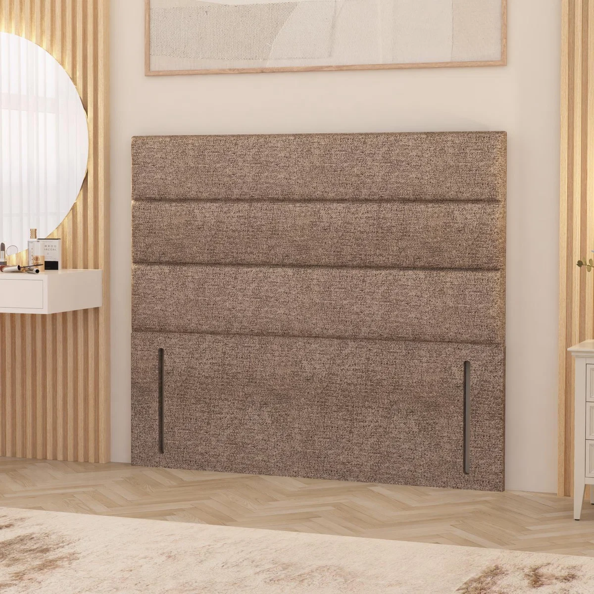 Horizona Tweed Fabric 54" Floor Standing Upholstered Headboard - Coffee / King